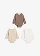 Langermet body i 100% bomull (3-pack), bonprix