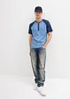 Henley T-skjorte med korte ermer, i vasket stil av 100% økologisk bomull, bonprix