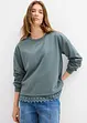 Sweatshirt med blondebesetning, bonprix